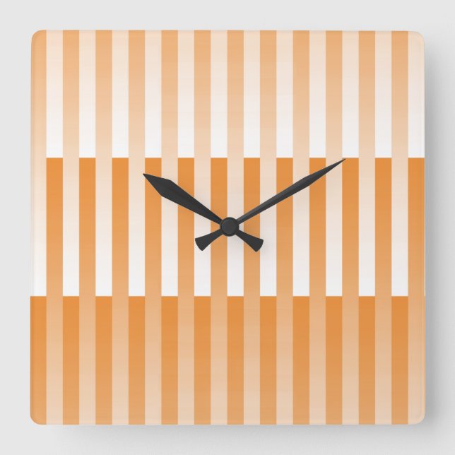 Horloge Carrée Motif rayé orange et blanc (Recto)
