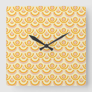 Horloge Carrée Motif rétro sans couture avec des carrés arrondis