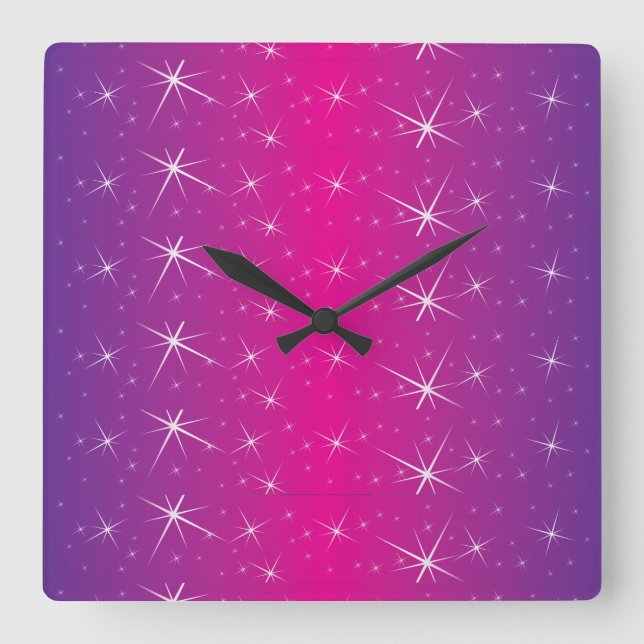 Horloge Carrée Motif rose étoile (Recto)