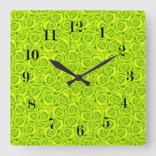 Horloge Carrée Motif rose fleuri Abstrait