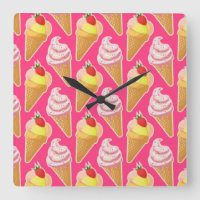 Motif rose Kawaii avec crème glacée aux fraises