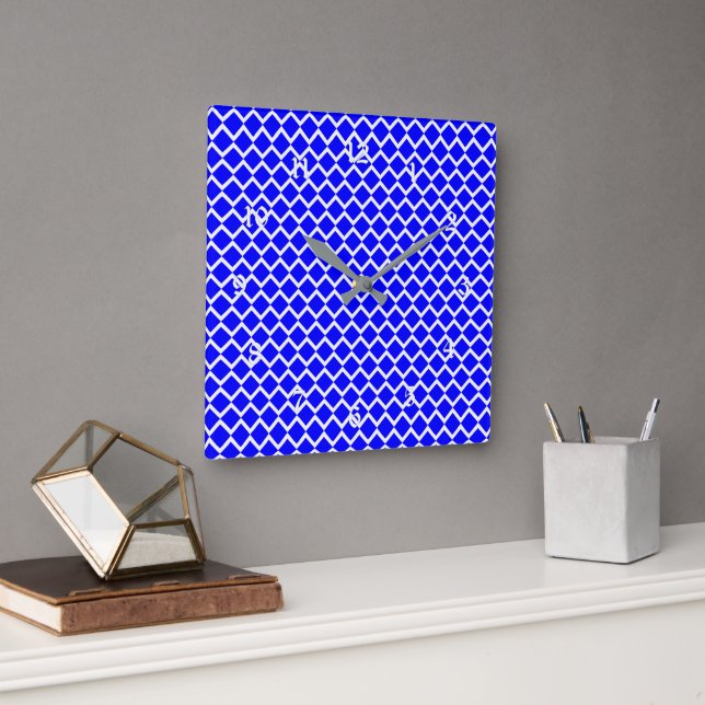 Horloge Carrée Motif Royal Blue Diamond (Bureau)