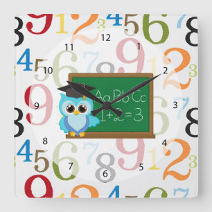 Horloge Carrée Motif scolaire
