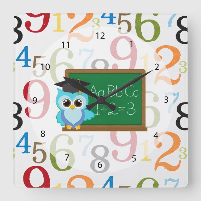 Horloge Carrée Motif scolaire (Recto)