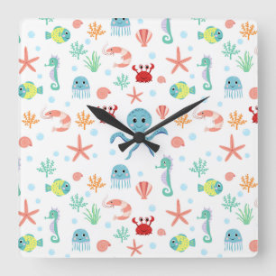 Horloge Carrée Motif Sea World