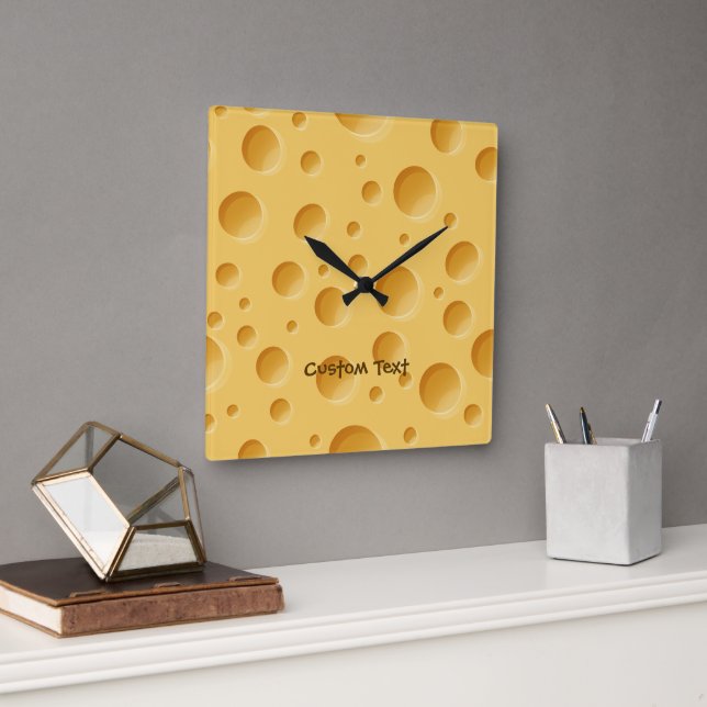 Horloge Carrée Motif suisse au fromage (Bureau)