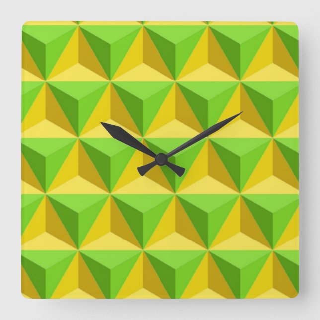 HORLOGE CARRÉE MOTIF TRIANGLE PYRAMIDE (Recto)