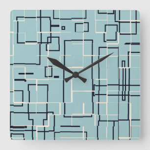 Horloge Carrée Motif Turquoise clair