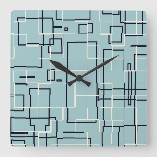 Horloge Carrée Motif Turquoise clair (Recto)