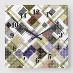 Horloge Carrée Motif vert pâle en tartan sans à damiers