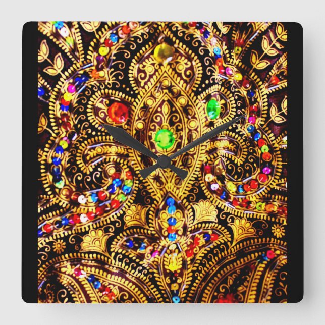 Horloge Carrée Motif vestimentaire égyptien (Recto)