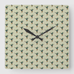 Horloge Carrée Motif vintage Retro Hummingbird
