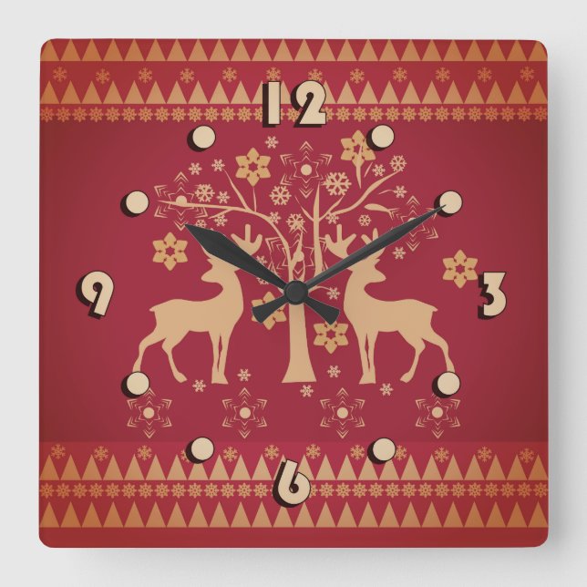 Horloge Carrée Motifs de Noël (Recto)
