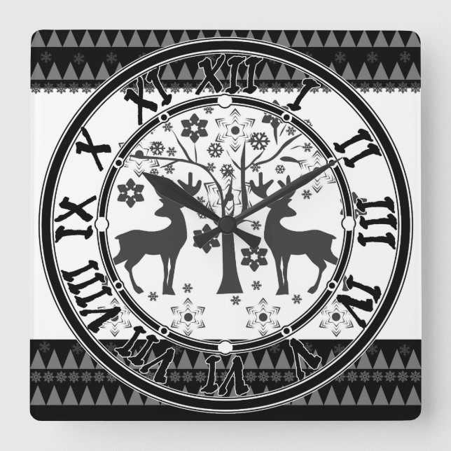 Horloge Carrée Motifs de Noël (Recto)