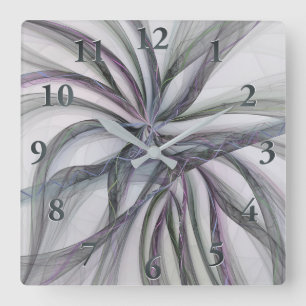 Horloge Carrée Motifs filigranés Mouvement Abstrait Fractal Balan