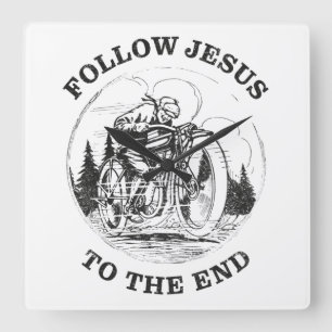Horloge Carrée Moto Christian Faith : Suivez Jesus Biker