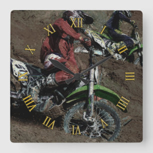Horloge Carrée Motocross Dirt-Bike Champion Racer