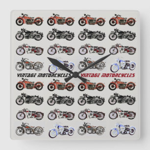 HORLOGE CARRÉE MOTOCYCLES VINTAGES CLASSIQUES