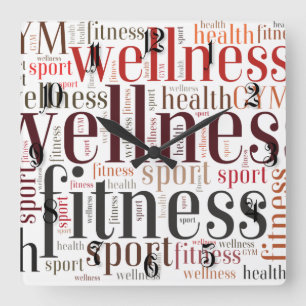 Horloge Carrée Mots de fitness