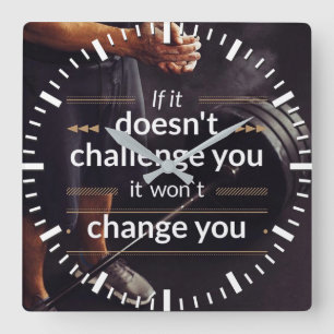 Horloge Carrée Mots de motivation - séance d'entraînement