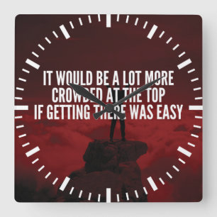 Horloge Carrée Mots Motivationnels - Vers Le Haut