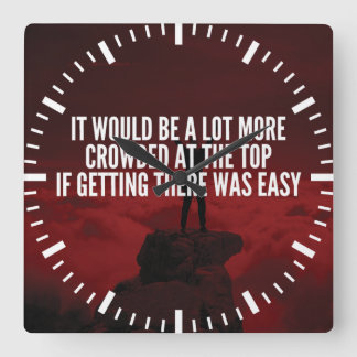 Horloge Carrée Mots Motivationnels - Vers Le Haut