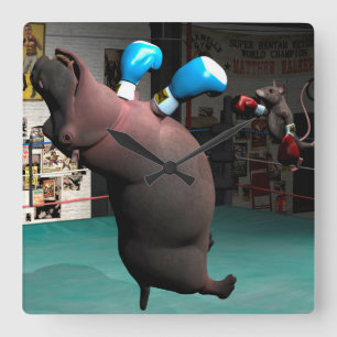 Horloge Carrée Mouse Beats Hippo KO