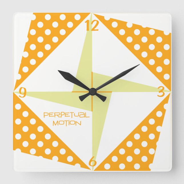 Horloge Carrée Mouvement Perpétuel - Orange (Recto)