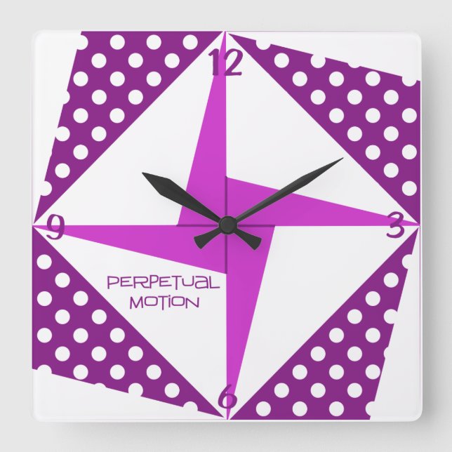 Horloge Carrée Mouvement Perpétuel - Violet (Recto)