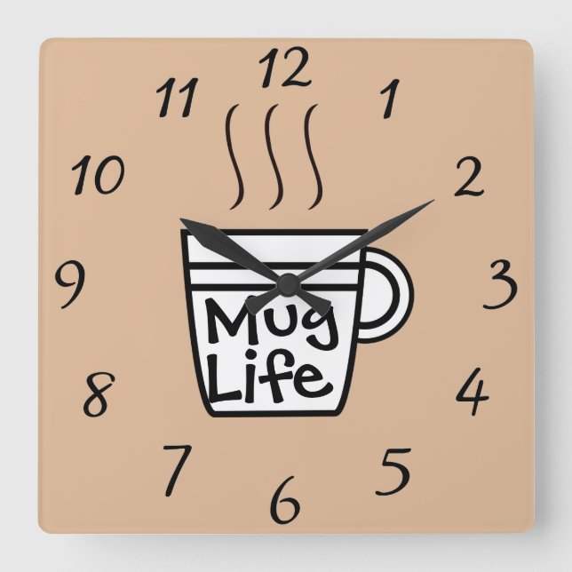 Horloge Carrée Mug Life Wall Clock (Recto)