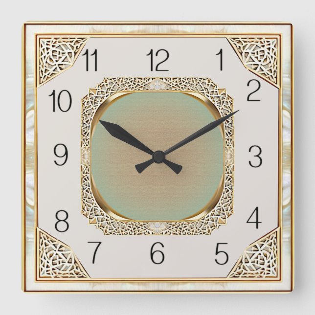 Horloge Carrée Mur Art Déco Élégant (Recto)