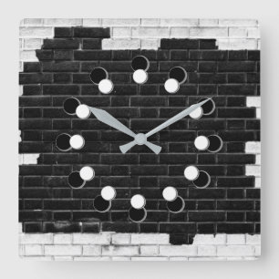 Horloge Carrée Mur de Black et White