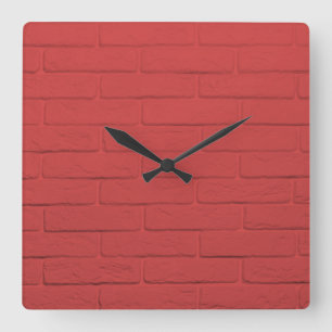 Horloge Carrée mur de briques rouges