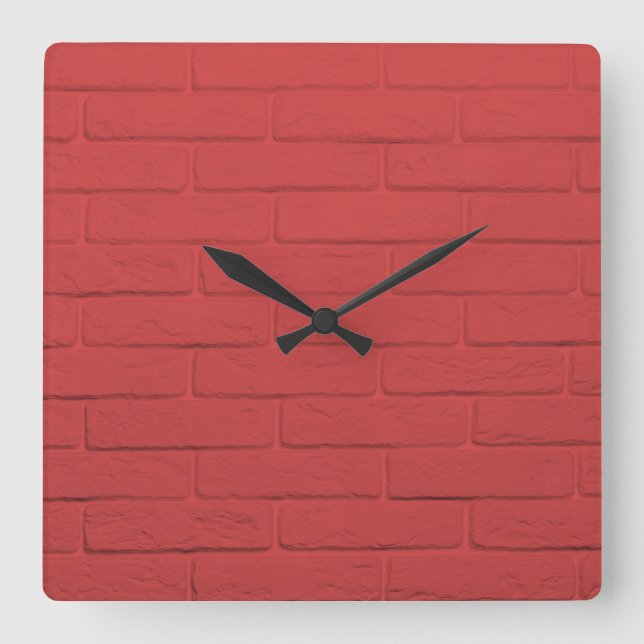Horloge Carrée mur de briques rouges (Recto)