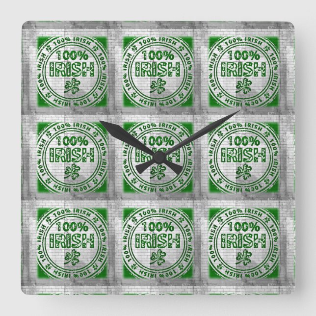 Horloge Carrée Mur de graffiti 100% irlandais (Recto)