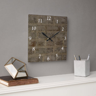 Horloge Carrée Mur en brique Faux