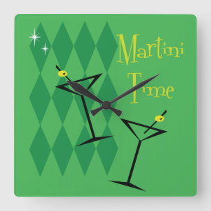 Horloge Carrée Mur Martini Retro