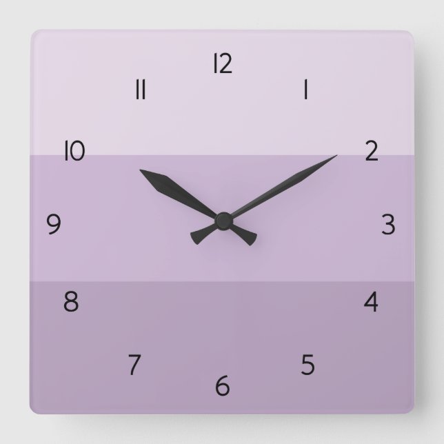 Horloge carrée murale à rayures ombrées violettes (Recto)