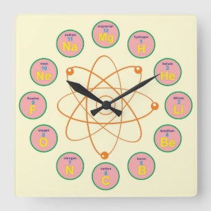 Horloge carrée murale à thème chimie
