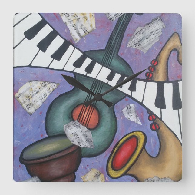 Horloge Carrée Music art Wall Clock (Recto)