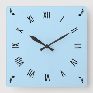 Horloge Carrée Music Notes Corners Roman Numeral