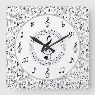 Horloge Carrée Music, notes musicales
