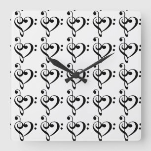 Horloge Carrée **MUSIC TO MY EARS** MUSICAL NOTES Clock