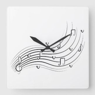 Horloge Carrée Musical note wave, black line clipart