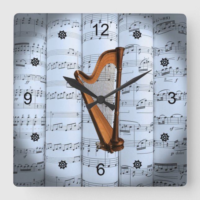 Horloge Carrée Musique Blue Tint (Recto)