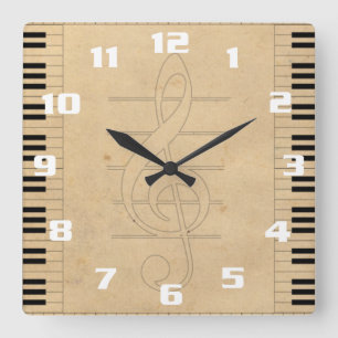 Horloge Carrée Musique Inspirée de Style Vintage
