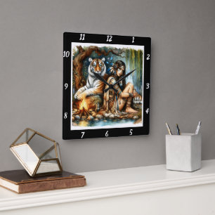 Horloge Carrée Mystères autochtones : l'ombre du tigre