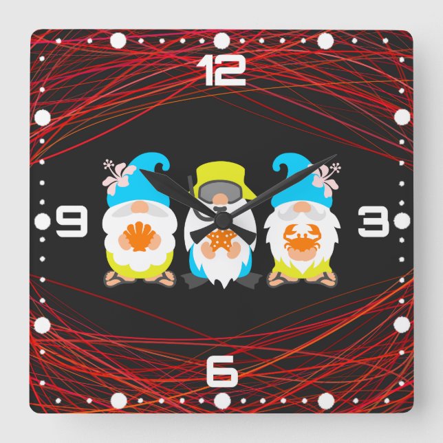 Horloge Carrée Nains de plage-52521 (Recto)