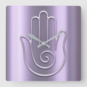Horloge Carrée Namaste Greeting Urban Joga Lavender Violet Hand