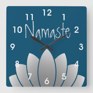 Horloge Carrée Namaste Lotus moderne floral